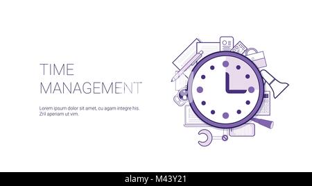 Time Management Web Banner mit Copy Space Business Planung Konzept Stock Vektor