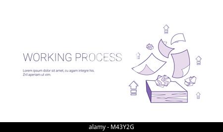 Arbeitsprozess Web Banner mit Copy Space Business Management Konzept Stock Vektor