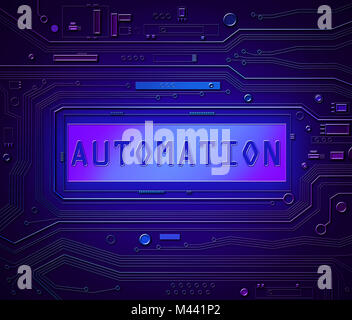 3d-Abbildung der Darstellung abstrakter Platine Komponenten mit ein Automatisierungskonzept. Stockfoto
