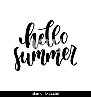 Hallo Sommer hand gezeichnete Schrift auf weißen Hintergrund für Ihr Design isoliert. Moderne Bürste handletteing. Vector Illustration Stock Vektor