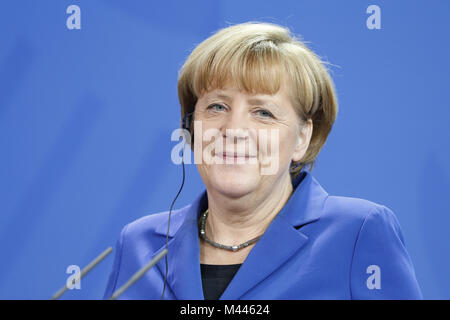 Solberg trifft Merkel in Berlin. Stockfoto