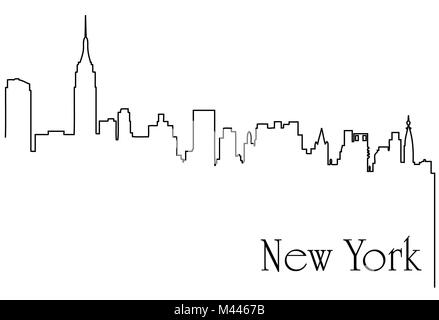 New York City eine Strichzeichnung abstrakt Hintergrund mit Metropolis Stadtbild Stock Vektor