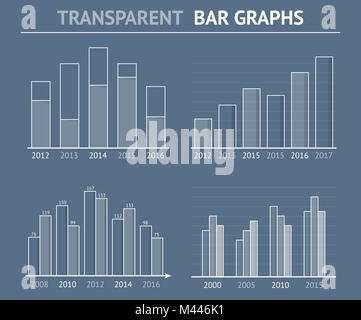 Transparente Balkendiagramme für Statistiken oder Daten Visualisierung, in Berichten oder Präsentationen genutzt werden kann, Vector EPS 10 Abbildung Stockfoto