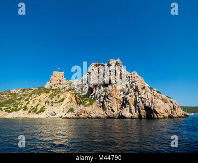 Schloss von Cabrera, Colònia de Sant Jordi, Parque Nacional de Cabrera, Cabrera Nationalpark Cabrera Archipelago, Mallorca Stockfoto