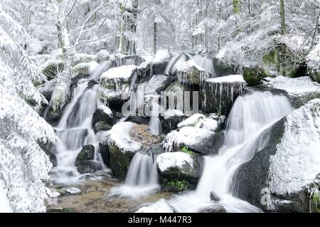 Winter in der Gertelbachbach Wasserfälle Bühlertal Stockfoto