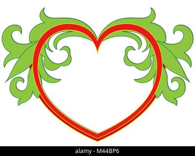 Valentine vector Pattern mit roten Herzen und Grünen florale Elemente auf weißem Hintergrund Stock Vektor