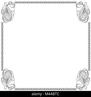 Schwarzer Rahmen mit vielen Swirl verzierten interlaced Linien und florale Elemente auf dem weißen Hintergrund isoliert, Vector Illustration Stock Vektor