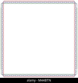 Rahmen mit vielen Swirl verzierten interlaced bestellen Linien in Rot, Blau und Grün auf weißem Hintergrund, Vector Illustration Stock Vektor