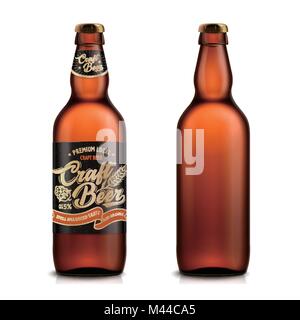 Handwerk Bier Mockup, einen leeren Container Vorlage eines mit gestalteten Label auf weißem Hintergrund im 3D-Bild Stock Vektor