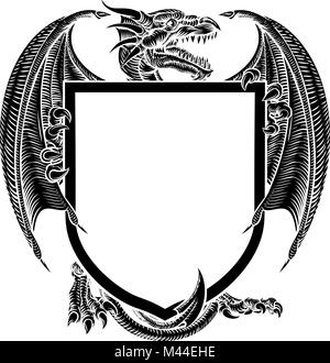 Drachen Wappen Wappen Wappen Wappen Schild Stock Vektor