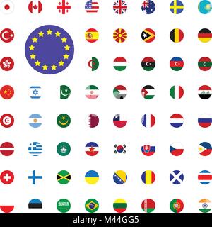 Europa runde Flagge Symbol. Runde Welt Flaggen Vektor-illustration Symbole gesetzt Stock Vektor