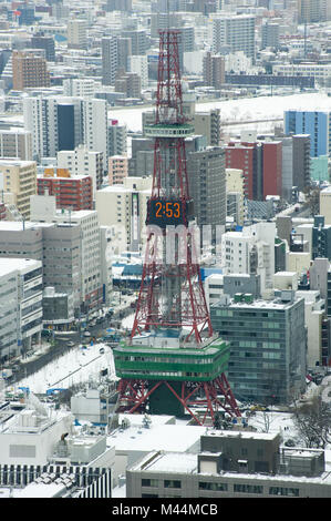 Stadt Sapporo, Japan im Winter Stockfoto