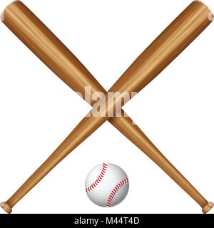 Baseball-Schläger und Ball auf einem weißen Hintergrund. Vektor-Illustration. Stock Vektor