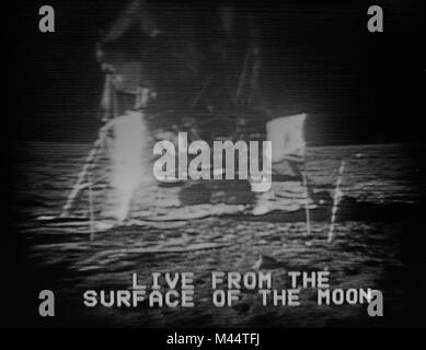 TV-Aufnahmen von der ersten Mondlandung, 1969.