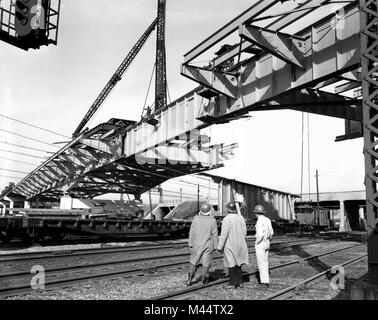 Straßenbau der Chicago Skyway auf der Südseite von Chicago, Ca. 1958. Stockfoto