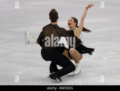 Annika Hocke und Ruben Blommaert aus Deutschland bei den Pairs Figures Skating in der Gangneung Ice Arena am fünften Tag der Olympischen Winterspiele in PyeongChang 2018 in Südkorea. DRÜCKEN SIE VERBANDSFOTO. Bilddatum: Mittwoch, 14. Februar 2018. Siehe PA Geschichte Olympics Figure Skating. Bildnachweis sollte lauten: David Davies/PA Wire. EINSCHRÄNKUNGEN: Nur für redaktionelle Zwecke. Keine kommerzielle Nutzung. Stockfoto