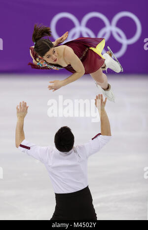 Miriam Ziegler und Severin Kiefer von Österreich in die Paare zahlen Skaten in der gangneung Ice Arena am Tag fünf der Olympischen Winterspiele 2018 PyeongChang in Südkorea. PRESS ASSOCIATION Foto. Bild Datum: Mittwoch, 14. Februar 2018. Siehe PA Geschichte OLYMPICS Eiskunstlauf. Foto: David Davies/PA-Kabel. Einschränkungen: Nur für den redaktionellen Gebrauch bestimmt. Keine kommerzielle Nutzung. Stockfoto