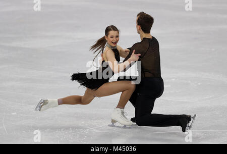 Annika Hocke und Ruben Blommaert aus Deutschland bei den Pairs Figures Skating in der Gangneung Ice Arena am fünften Tag der Olympischen Winterspiele in PyeongChang 2018 in Südkorea. DRÜCKEN SIE VERBANDSFOTO. Bilddatum: Mittwoch, 14. Februar 2018. Siehe PA Geschichte OLYMPICS Figure Skating. Bildnachweis sollte lauten: David Davies/PA Wire. Stockfoto