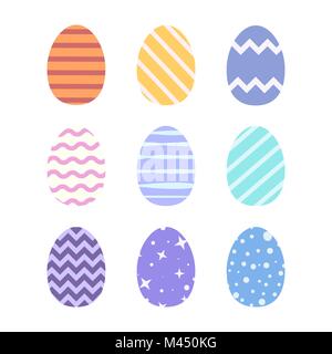 Einstellen der Ostereier in zarten Pastelltönen gefärbt Stock Vektor