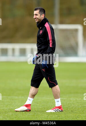 Von Arsenal Henrikh Mkhitaryan während des Trainings in London Colney, Hertfordshire. Stockfoto