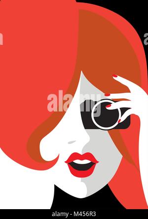 Kreative konzeptionelle Vektor. Womans Gesicht mit einer Kamera. Stock Vektor
