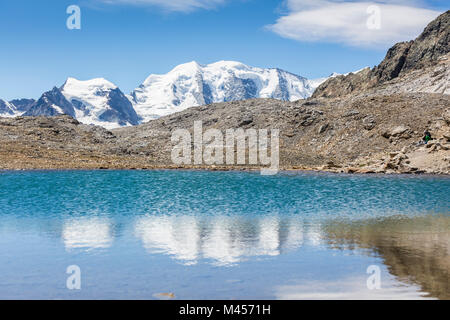 Lej da la Pischa mit Piz Palù im Hintergrund, gianda Albris, Val Dal Fain, Pontresina, Kanton Graubünden, Schweiz Stockfoto