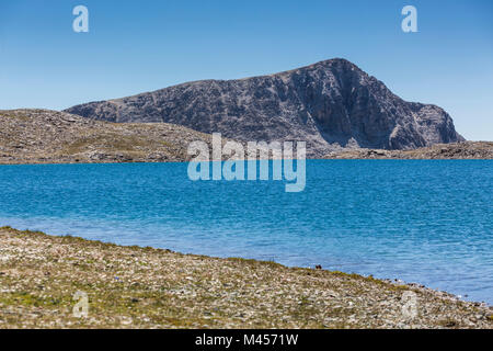 Lej da la Pischa mit Piz Alv im Hintergrund, gianda Albris, Val Dal Fain, Pontresina, Kanton Graubünden, Schweiz Stockfoto