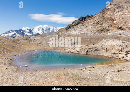 Lej da la Pischa mit Piz Palù im Hintergrund, gianda Albris, Val Dal Fain, Pontresina, Kanton Graubünden, Schweiz Stockfoto