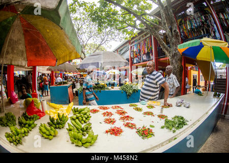 Ein Blick auf den Markt in Mahea, die Seychellen. Credit: Euan Cherry Stockfoto