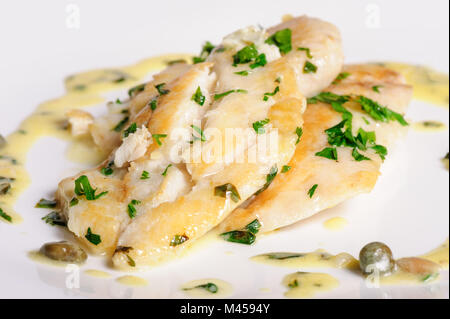 gedämpfter Zander Fisch Stockfoto