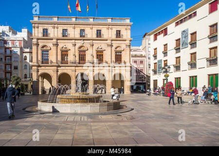 Plaza Mayor, Hauptplatz. Castellon, Spanien. Stockfoto