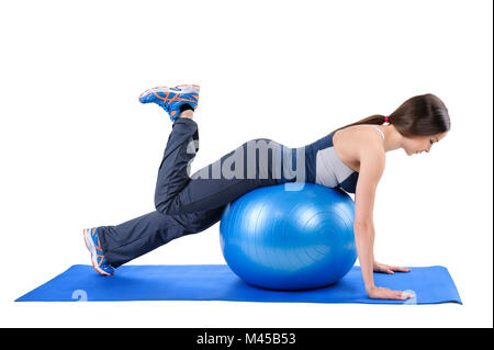 Fitness Stabilität Ball Glute Kickback Stockfoto