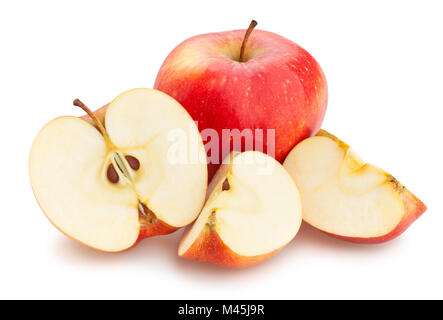 In Scheiben geschnittene rote Äpfel weg isoliert Stockfoto