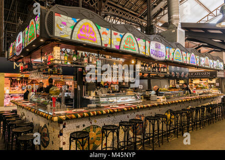 Tapas Bar, Boqueria Markt, Barcelona, Katalonien, Spanien Stockfoto