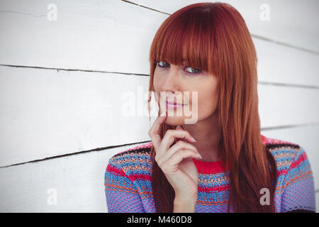 Zusammengesetztes Bild Porträt einer lächelnden Frau hipster Stockfoto