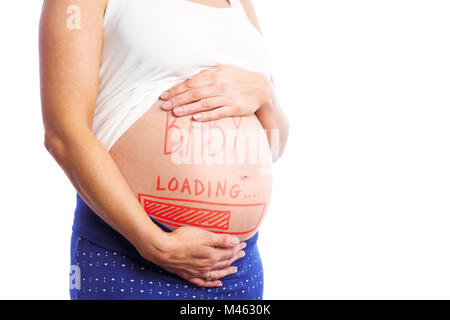 Zusammengesetztes Bild schwangere Frau mit ihrem Bauch Stockfoto