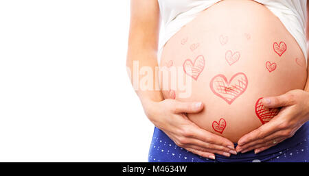 Zusammengesetztes Bild schwangere Frau mit ihrem Bauch Stockfoto