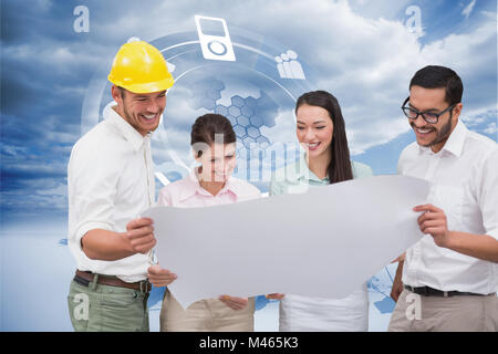 Zusammengesetztes Bild lässig Architektur Team zusammen zu arbeiten Stockfoto