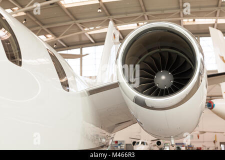 Nahaufnahme des Motors auf einem corporate jet Stockfoto