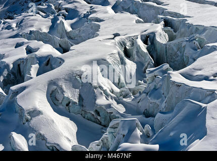 Spalten der Feegletscher Gletscher, Saas-Fee, Wallis, Schweiz Stockfoto