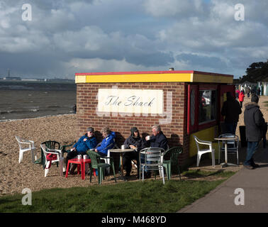 The Shack, Café am Meer, Monk's Head Shore, Lee on the Solent, Hampshire, England, Großbritannien Stockfoto