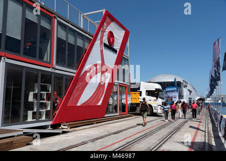 Die Dongfeng sponsor Pavillon am Hafen in Kapstadt Südafrika. Dezember 2017 während des Volvo Ocean Race Stockfoto