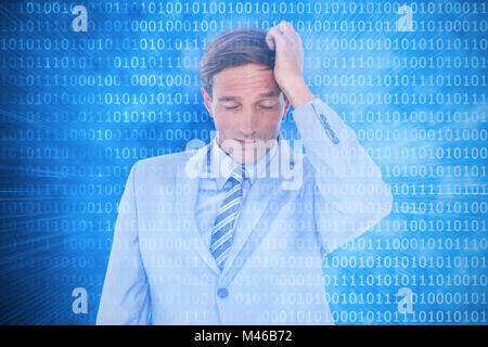 Zusammengesetztes Bild von gestressten Geschäftsmann bekommen Kopfschmerzen Stockfoto