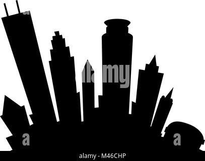 Cartoon Silhouette der Stadt die Skyline von Minneapolis, Minnesota, USA. Stock Vektor