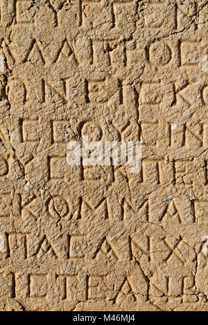 Griechische Inschriften in Nemrut Berg, Adiyaman, Türkei. Stockfoto