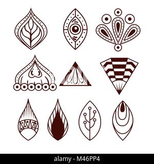 Boho style Mandala Symbole gesetzt Stock Vektor