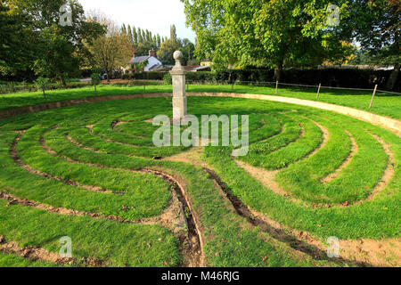 Feder, Hilton Rasen Labyrinth, Hilton Village, Cambridgeshire, England, Großbritannien Stockfoto