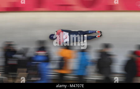 Großbritanniens Dom Parsons am Tag sechs der Olympischen Winterspiele 2018 PyeongChang in Südkorea. Stockfoto