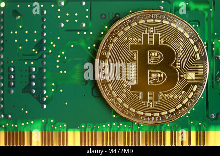 Mit grünen Platine Bitcoin Stockfoto
