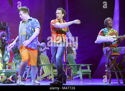 New York, NY, USA. 14 Feb, 2018. Von "Escape Cast Margaritaville' an der 'Escape zu Margaritaville ' drücken Sie die Taste Vorschau im Marquis Theatre am 14. Februar 2018 in New YorkCity durchführen. Quelle: John Palmer/Medien Punch/Alamy leben Nachrichten Stockfoto